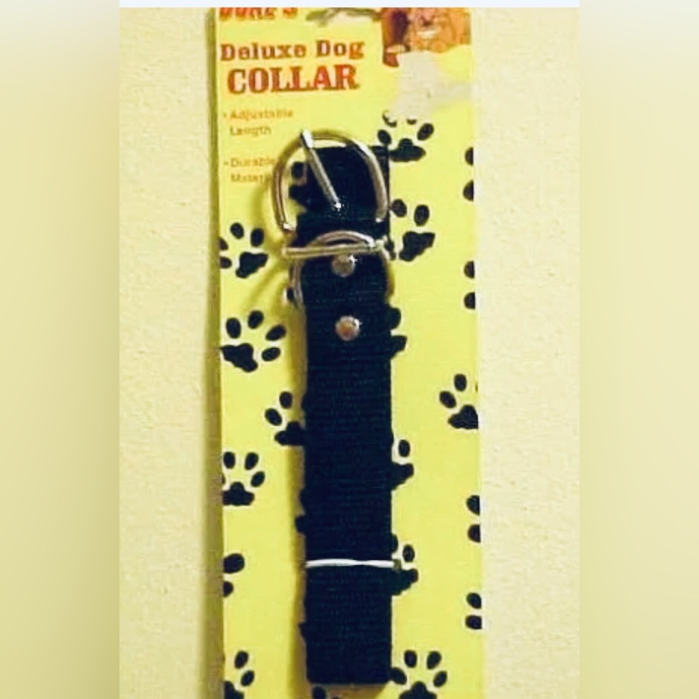 Dukes Black Nylon Medium Breeds Dog Collar Made in USA Adjustable New